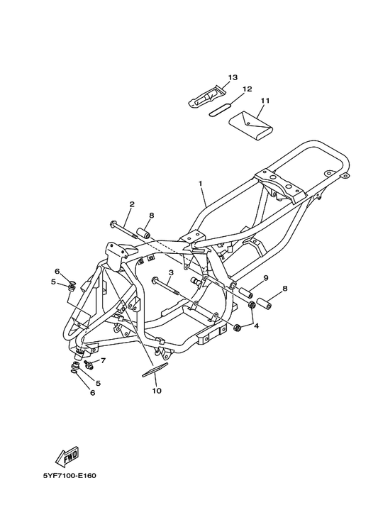 Yamaha 95817-08115 Bolt, Flange — shown on the Frame parts diagram