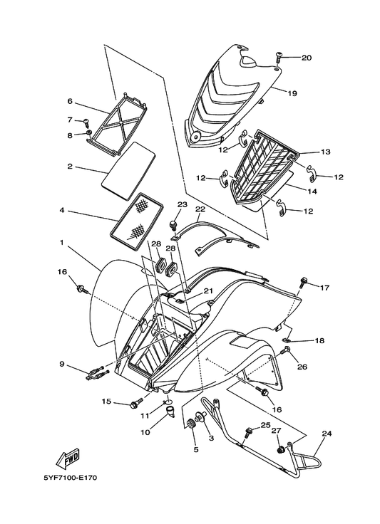 Yamaha 55X-14458-00 Guide — shown on the Front Fender parts diagram