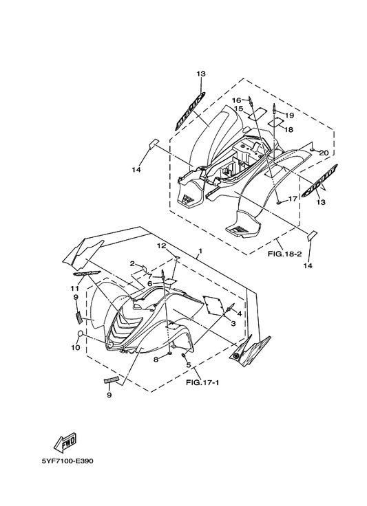 Yamaha 5YF-21696-M0 Label, Caution — shown on the Emblem & Label 3 parts diagram