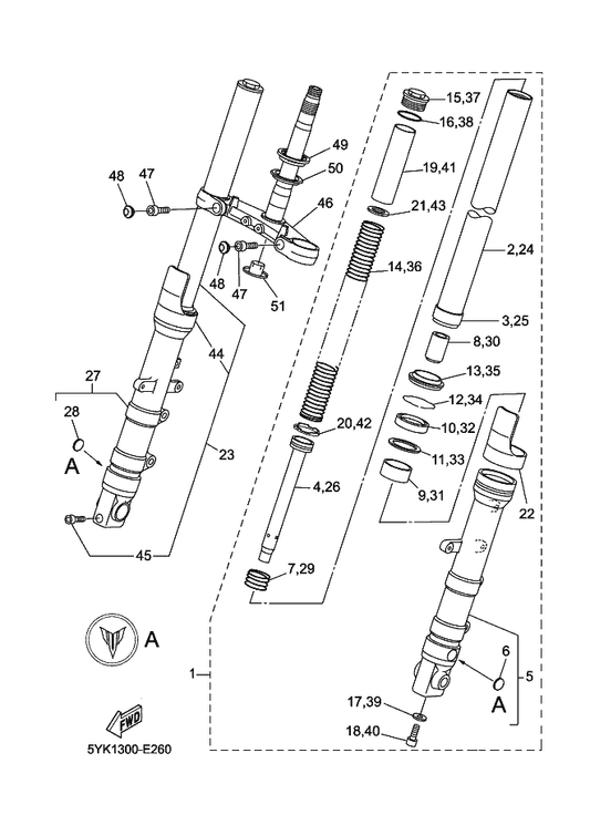 Yamaha 4PU-2331G-00 . Cover — shown on the Front Fork parts diagram