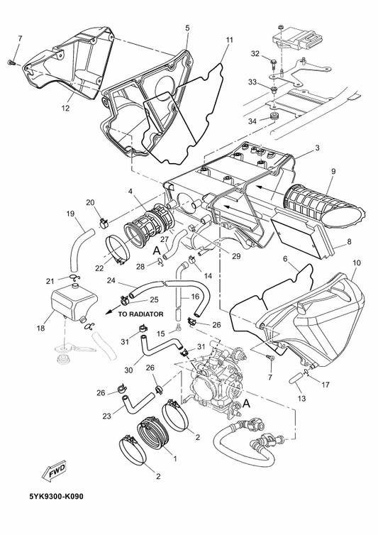 Yamaha 9581M-06020 Bolt, Flange — shown on the Intake parts diagram