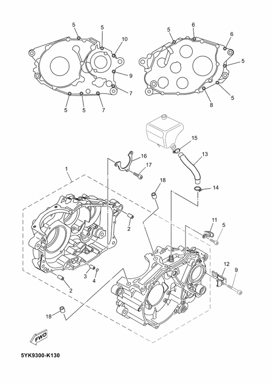 Yamaha 5VK-E5383-00 Plate, Bearing Cover — shown on the Crankcase parts diagram
