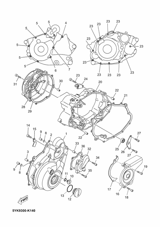 Yamaha 93210-35X00 O-Ring — shown on the Crankcase Cover 1 parts diagram