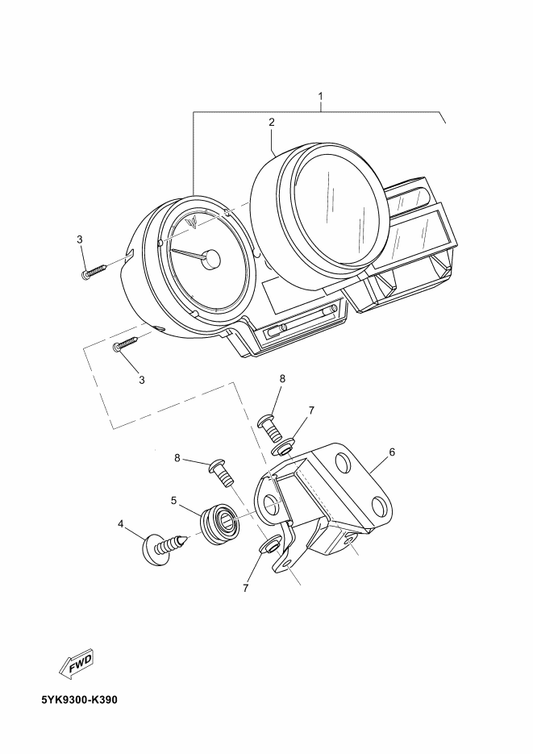 Yamaha 5YK-H3500-01 Meter Assy — shown on the Meter parts diagram