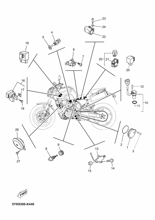 Yamaha 91317-04020 Bolt — shown on the Electrical 2 parts diagram