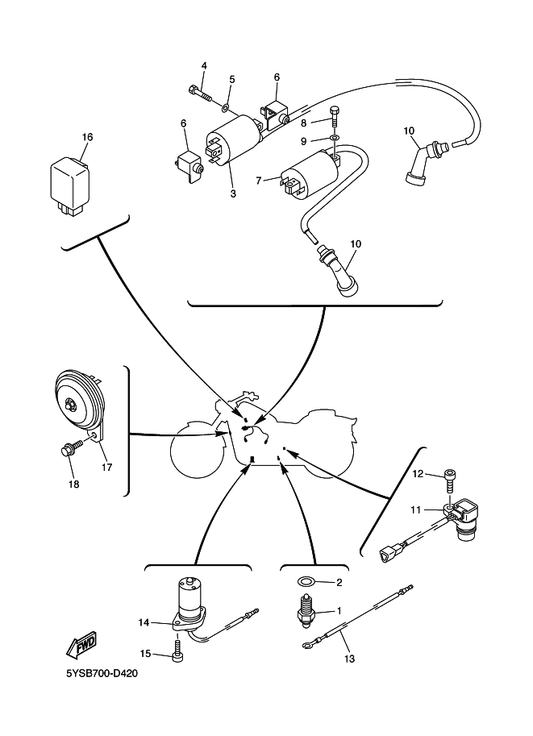 Yamaha 5KS-82310-00 Ignition Coil Assy — shown on the Electrical 1 parts diagram