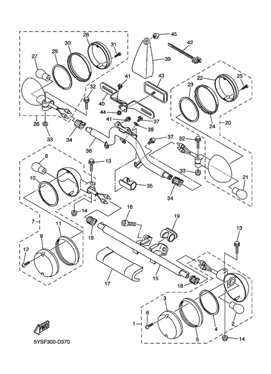 Yamaha 1D6-83363-10 . Lens, Rim — shown on the Flasher Light parts diagram