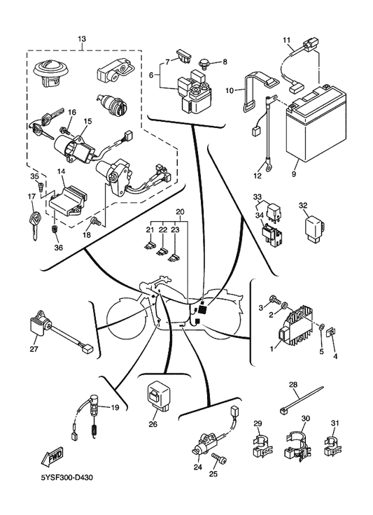 Yamaha 5KS-82305-00 . Ignitor Unit Assy — shown on the Electrical 2 parts diagram