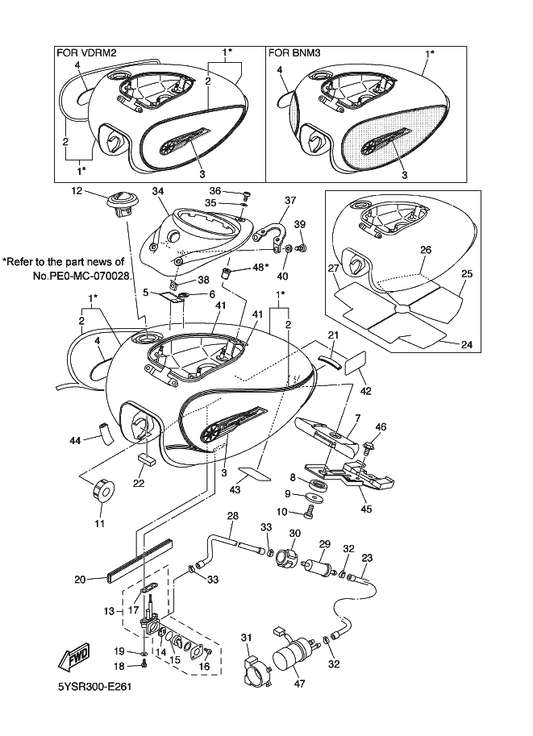 Yamaha 5EL-24188-00 Mold, Fuel Tank — shown on the Fuel Tank parts diagram