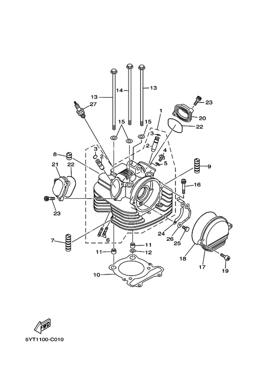 Yamaha 5NF-11185-00 Cover, Cylinder Head Side 1 — shown on the Cylinder Head parts diagram