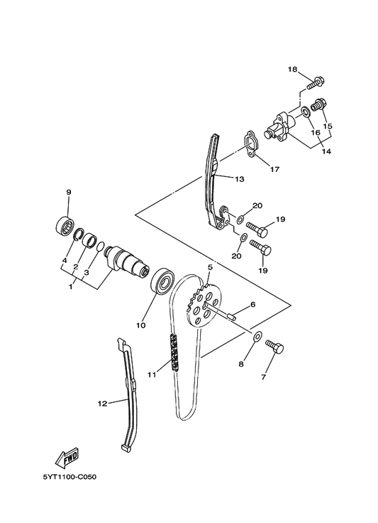 Yamaha 94500-02090 Chain — shown on the Camshaft & Chain parts diagram