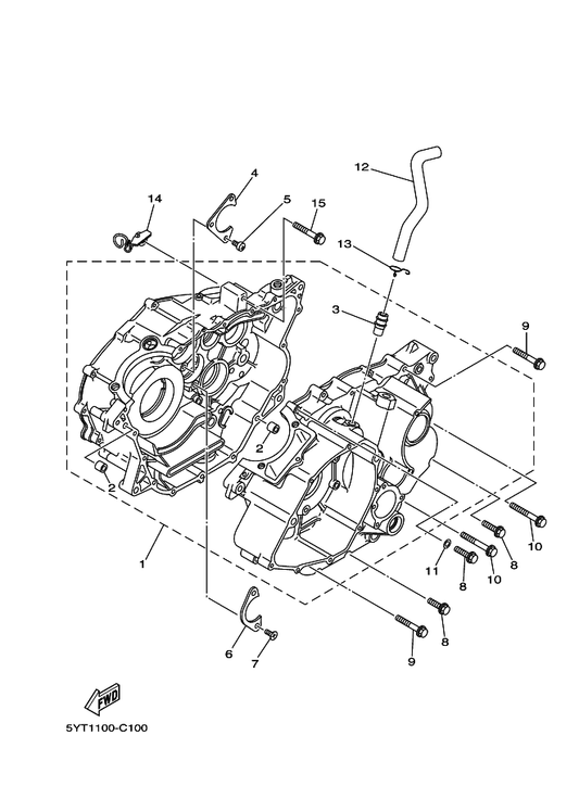 Yamaha 3GD-15100-03 Crankcase Assy — shown on the Crankcase parts diagram