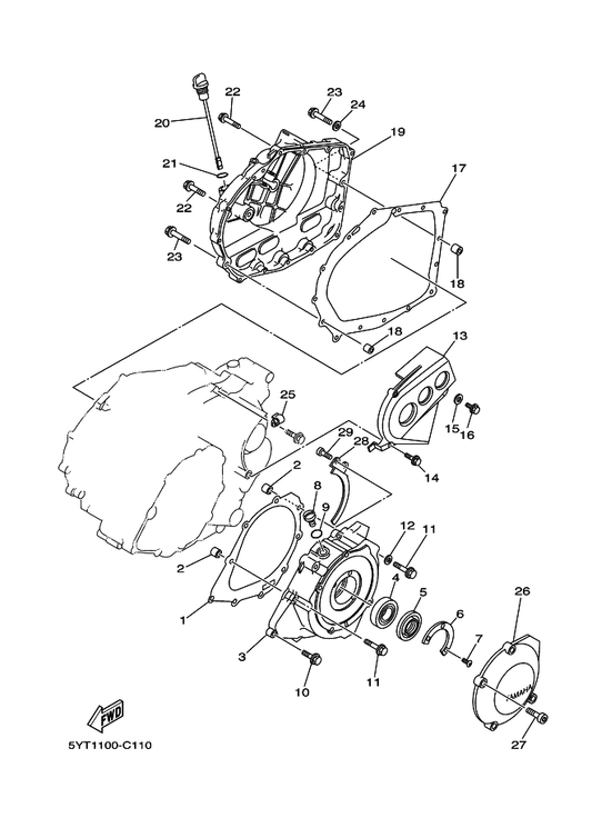 Yamaha 3GD-15787-03 Adaptor — shown on the Crankcase Cover 1 parts diagram