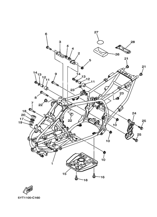 Yamaha 90185-08017 Nut, Self-Locking — shown on the Frame parts diagram