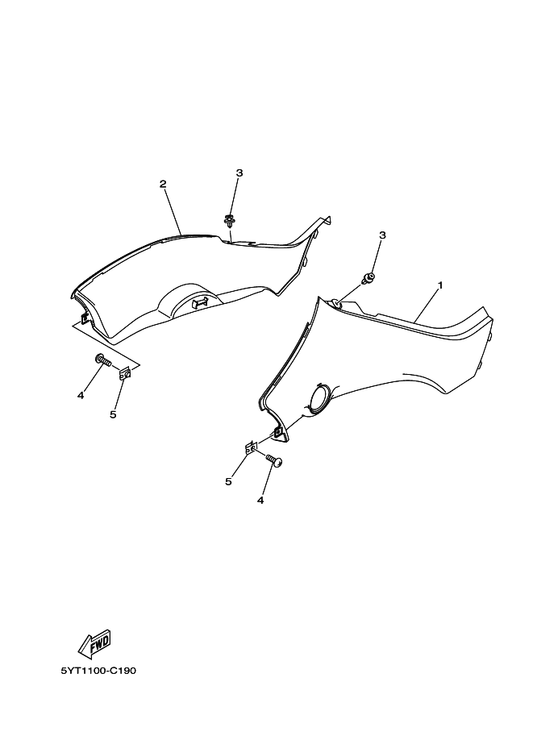 Yamaha 5YT-21711-00 Cover, Side 1 — shown on the Side Cover parts diagram