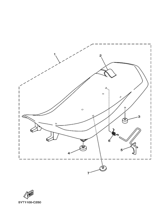 Yamaha 5YT-24776-10 . Lever, Seat — shown on the Seat parts diagram