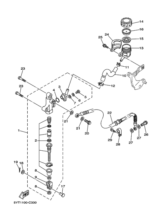 Yamaha 5FK-W0042-50 . Cylinder Kit, Master — shown on the Rear Master Cylinder parts diagram