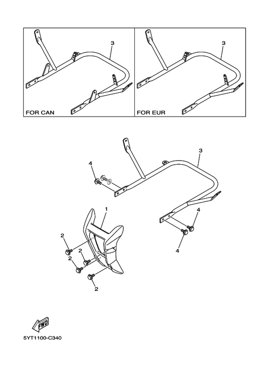 Yamaha 5YT-2845R-20 Bar, Carry Rear — shown on the Guard parts diagram