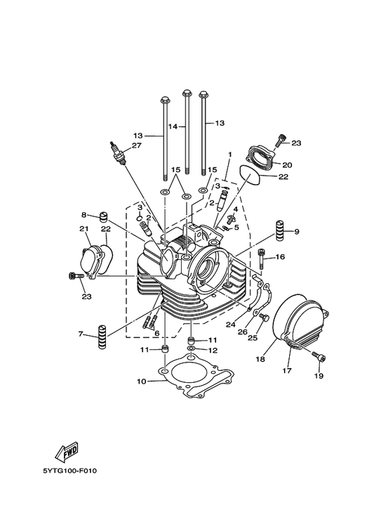 Yamaha 5YT-11101-10 Cylinder Head Assy — shown on the Cylinder Head parts diagram