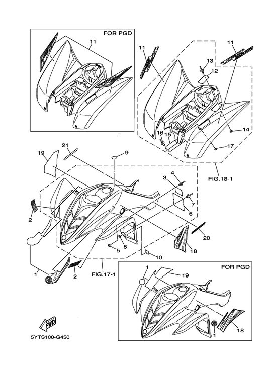 Yamaha 5NF-21696-M0 Label, Caution — shown on the Emblem & Label 1 parts diagram