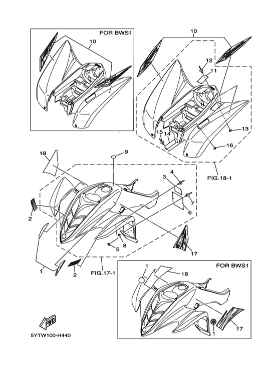 Yamaha 5YT-2165B-C0 Graphic Set,Rear Fender — shown on the Emblem & Label 1 parts diagram