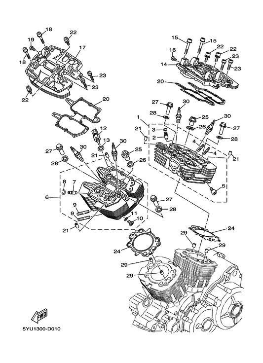 Yamaha 4WM-11172-00 Nut, Holding — shown on the Cylinder Head parts diagram