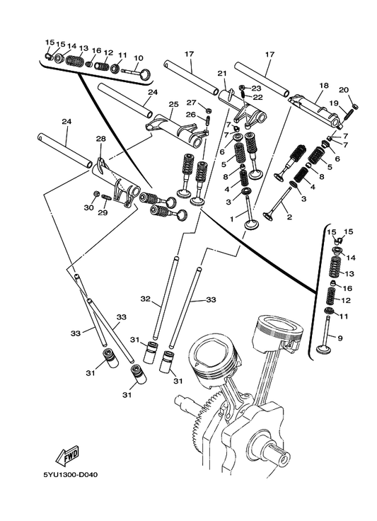 Yamaha 31G-12158-00 Nut, Lock — shown on the Valve parts diagram