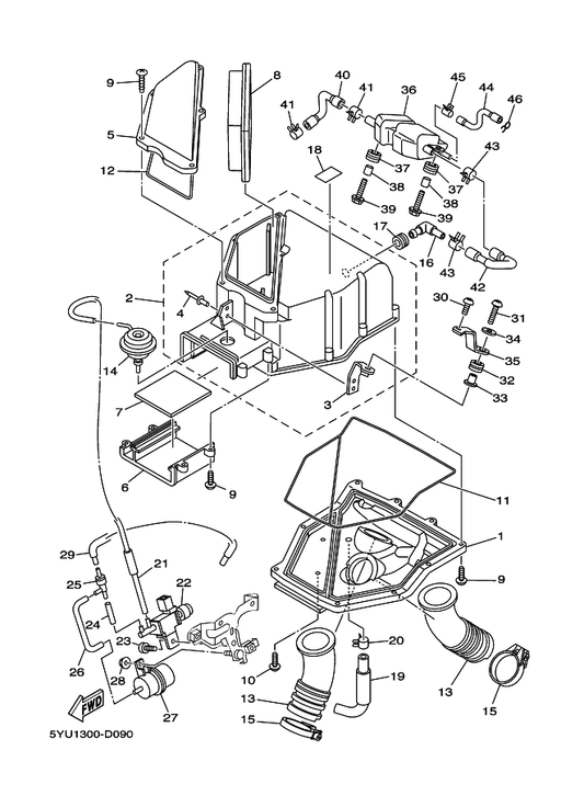 Yamaha 97707-50516 . Screw, Tapping — shown on the Intake 2 parts diagram