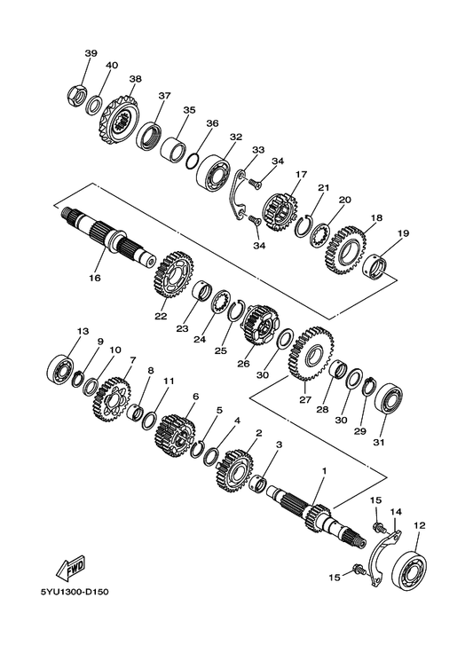 Yamaha 90201-232K5 Washer, Plate — shown on the Transmission parts diagram