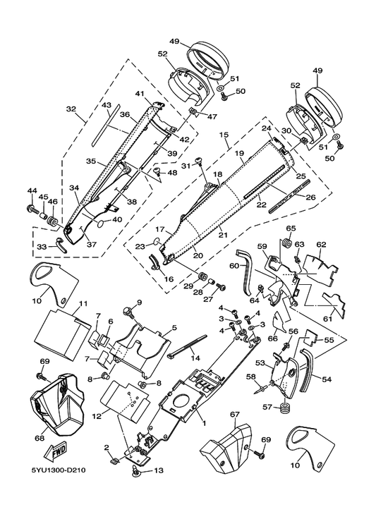 Yamaha 5YU-Y2172-00-98 Cover, Side 2 — shown on the Side Cover parts diagram