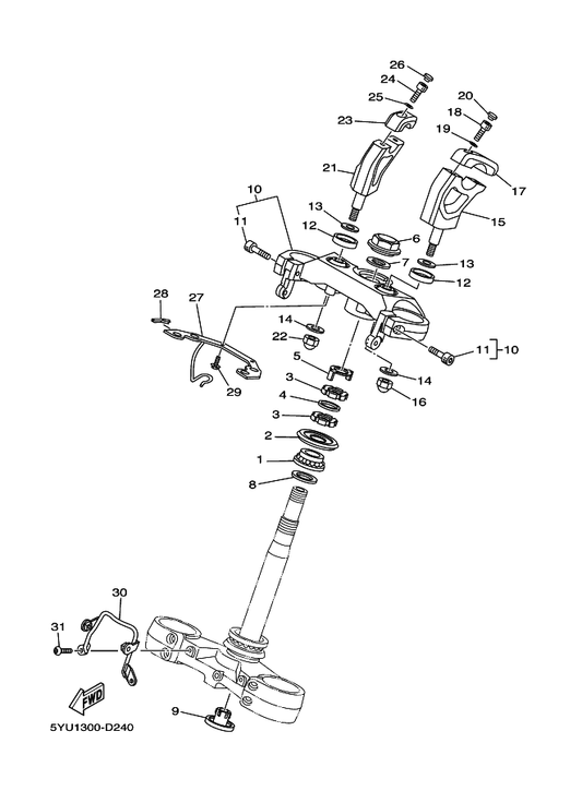 Yamaha 90201-14220 Washer, Plate — shown on the Steering parts diagram