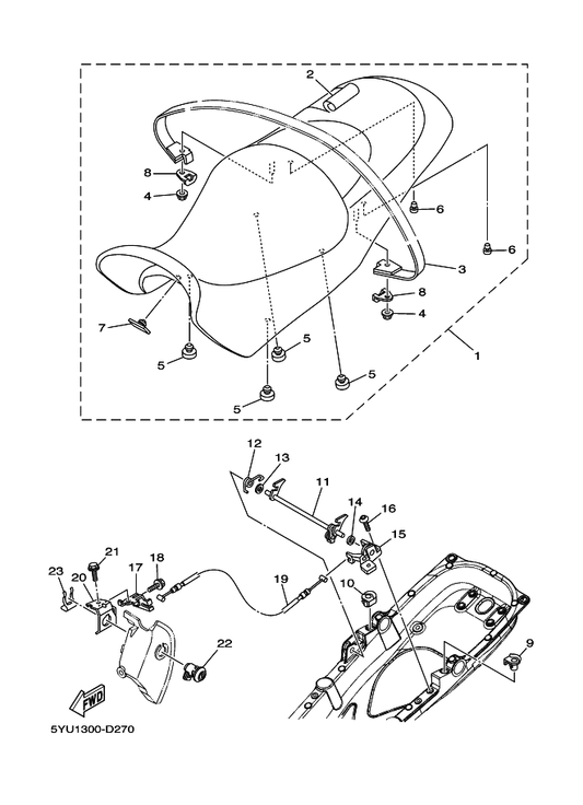 Yamaha 5PS-24741-00 . Pad, Seat — shown on the Seat parts diagram