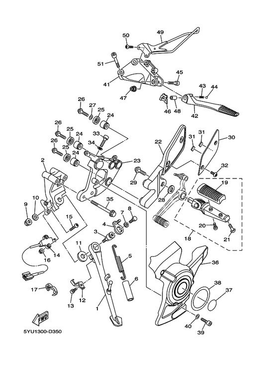 Yamaha 5YU-27413-00 Cover, Footrest — shown on the Stand & Footrest parts diagram
