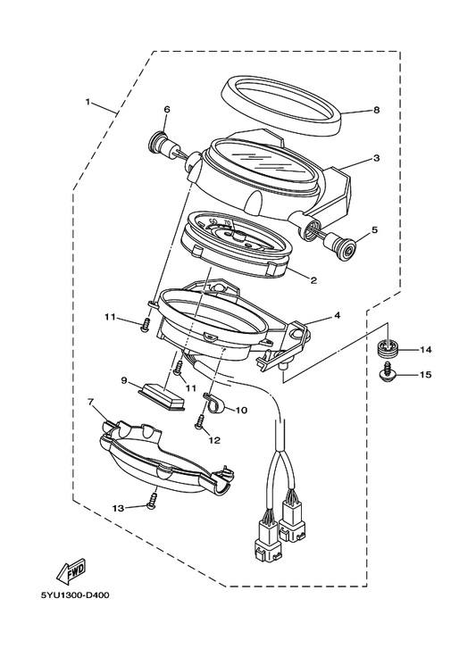 Yamaha 5YU-83570-12 . Speedometer Assy (Mph) — shown on the Meter parts diagram