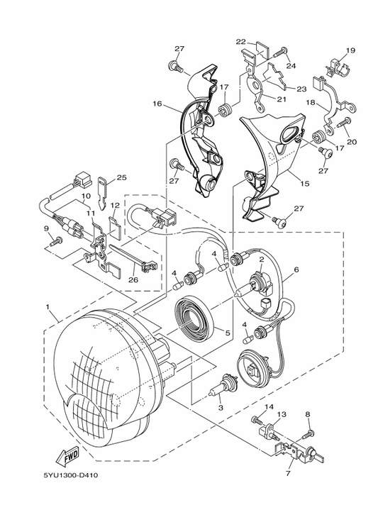 Yamaha 5YU-84300-01 Headlight Assy — shown on the Headlight parts diagram