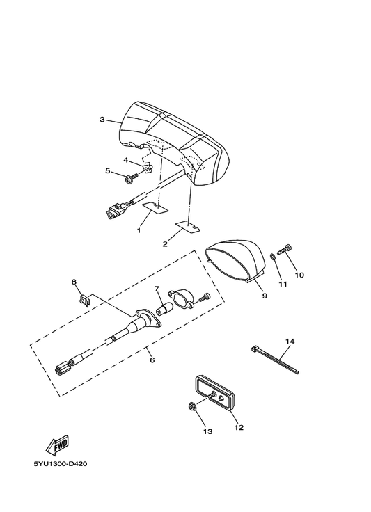 Yamaha 5YU-84710-00 Taillight Unit Assy — shown on the Taillight parts diagram