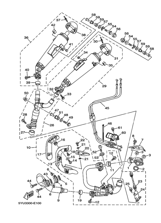 Yamaha 5YU-14740-10 Catalyst Assy. — shown on the Exhaust parts diagram