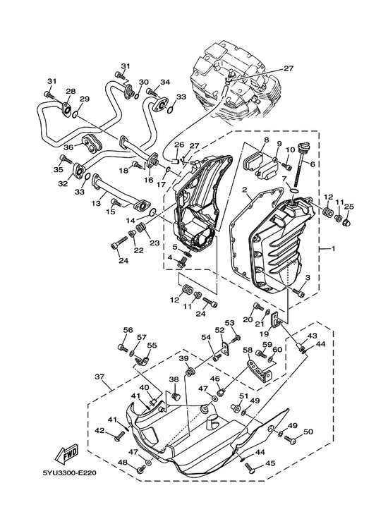 Yamaha 5YU-15362-10 . Plug, Oil Level — shown on the Oil Tank parts diagram