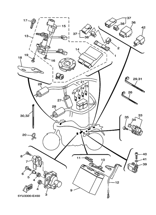 Yamaha 5YU-8591A-20 . Engine Control Unit Assy — shown on the Electrical 2 parts diagram