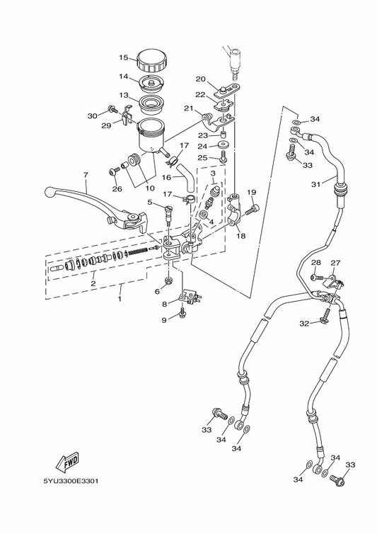 Yamaha 137-13138-01 . Plate, Adjusting — shown on the Front Master Cylinder parts diagram