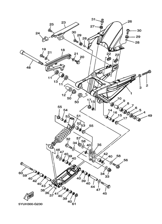 Yamaha 90269-08001 Rivet — shown on the Rear Arm & Suspension parts diagram