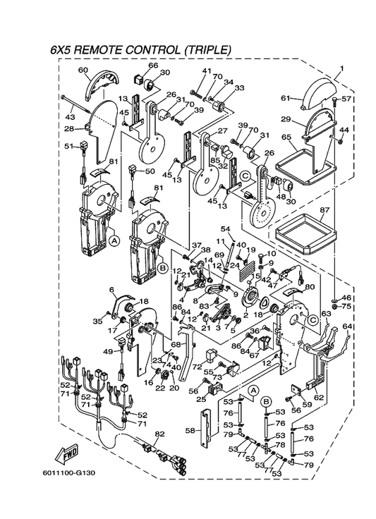 Yamaha 98580-05012 . Screw, Pan Head — shown on the Remote Control Assy 9 parts diagram