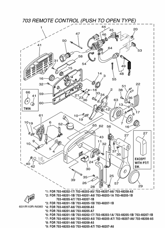 Yamaha 95380-06600 . . Nut, Hexagon — shown on the Remote Control Assy 4 parts diagram