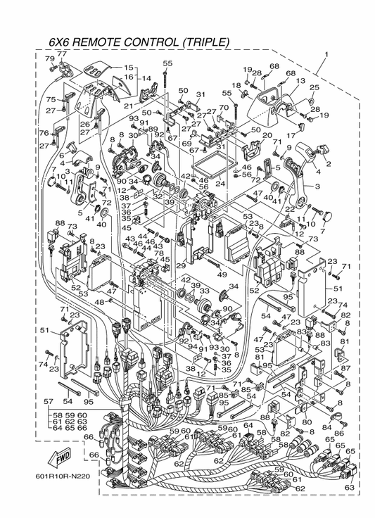 Yamaha 98780-05010 . Screw, Flat Head — shown on the Dbw Remote Control 3 (Triple) parts diagram