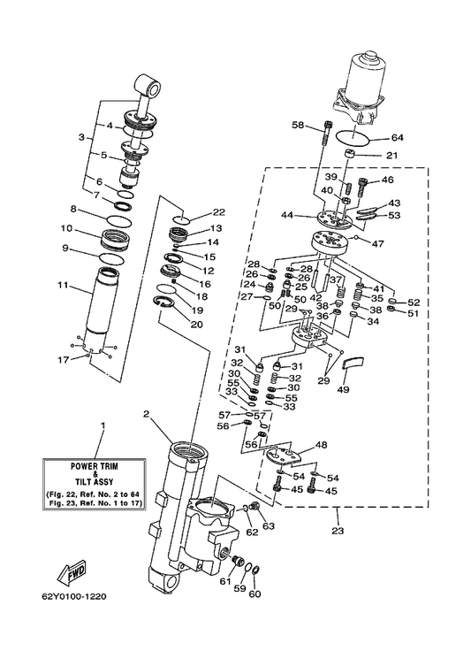 Yamaha 90201-05M04 . Washer, Plate — shown on the Power Trim & Tilt Assy 1 parts diagram