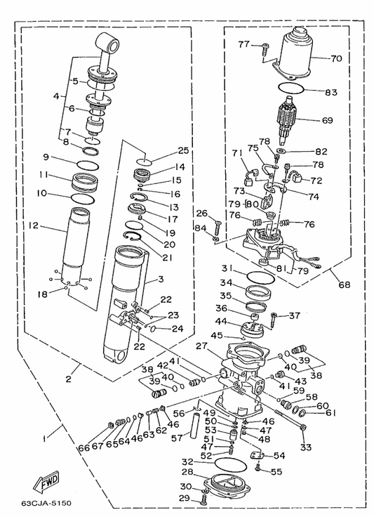 Yamaha 93605-10108 . D10 Pin Dowel — shown on the Power Trim & Tilt Assy 1 parts diagram