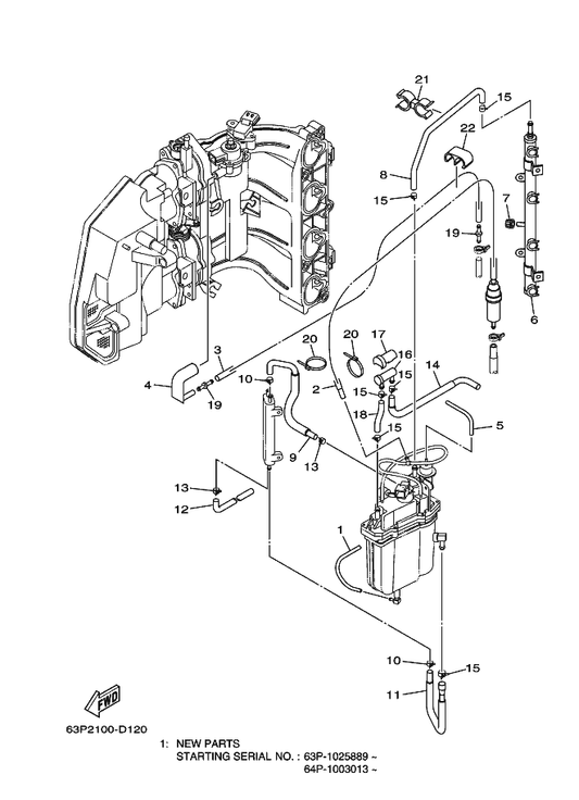 Yamaha 63P-13532-00 . Hose, Vacuum Sensing 3 — shown on the Fuel Injection Pump 3 parts diagram