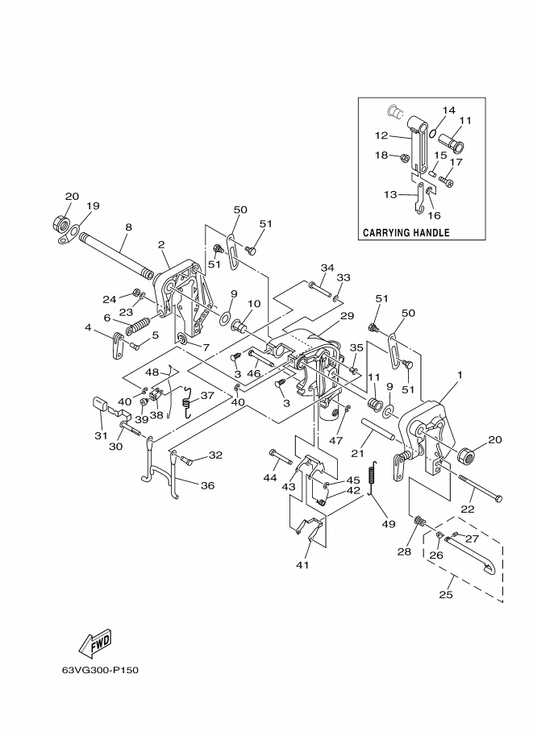 Yamaha 90269-07015 Rivet — shown on the Bracket 1 parts diagram
