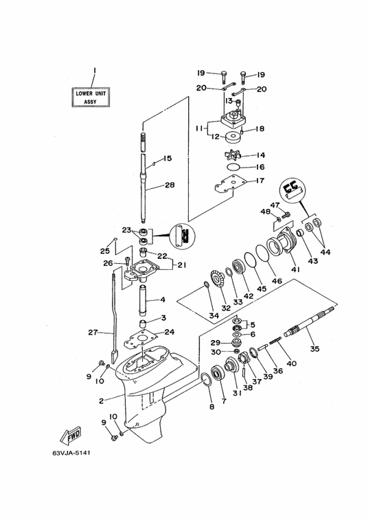 Yamaha 93210-44704 . O-Ring — shown on the Lower Casing & Drive 1 parts diagram