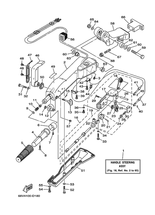 Yamaha 90338-07180 Plug — shown on the Steering 1 parts diagram